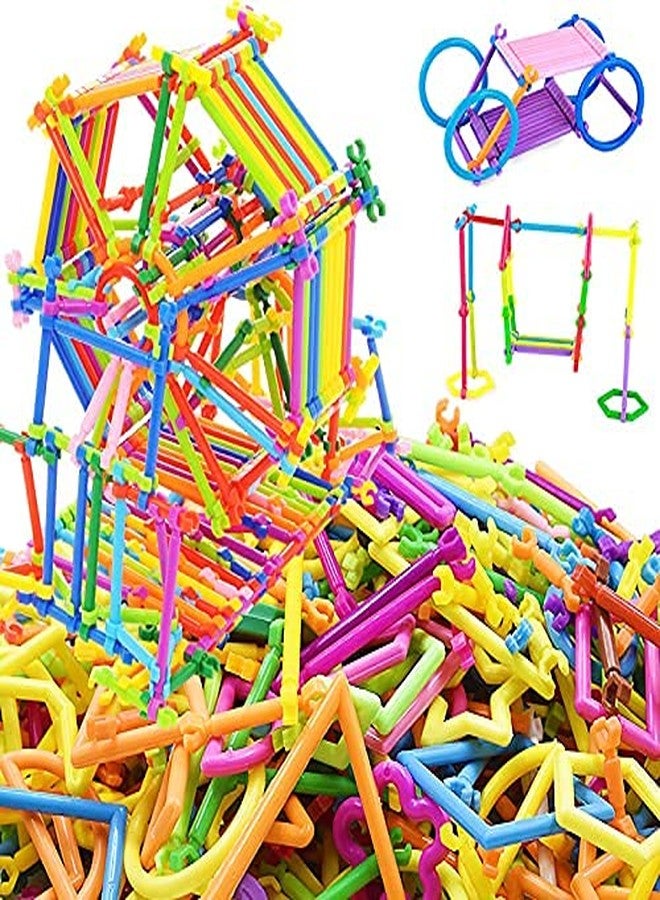 PULSBERY مكعبات بناء PULSBERY المصنوعة من القش - مكعبات بناء بلاستيكية تعليمية ملونة من القش للأطفال، لعبة مكعبات المدينة الذكية بأشكال مختلفة، ألعاب تعليمية للأطفال - متعددة (200 قطعة) - Image 3